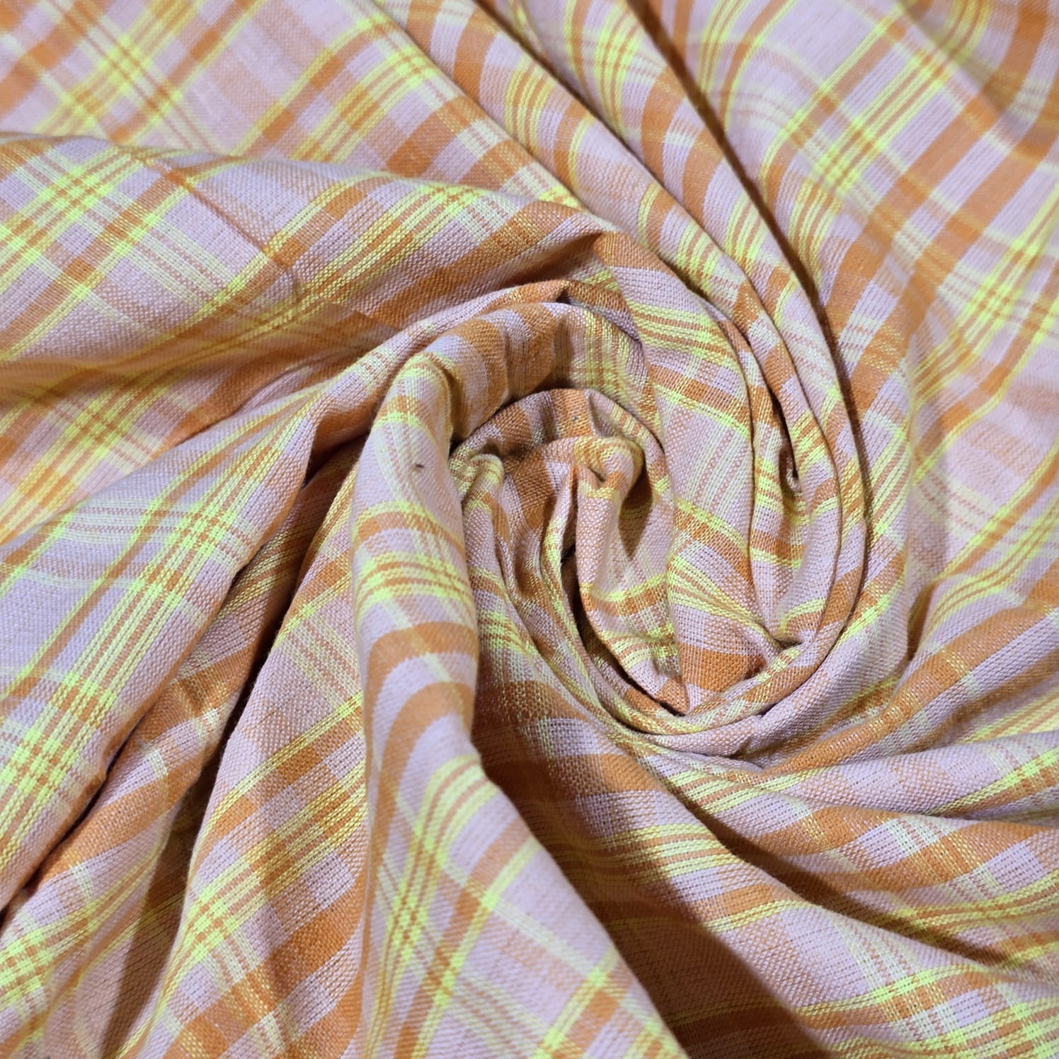 Madras Check Cotton Linen Fabric 44