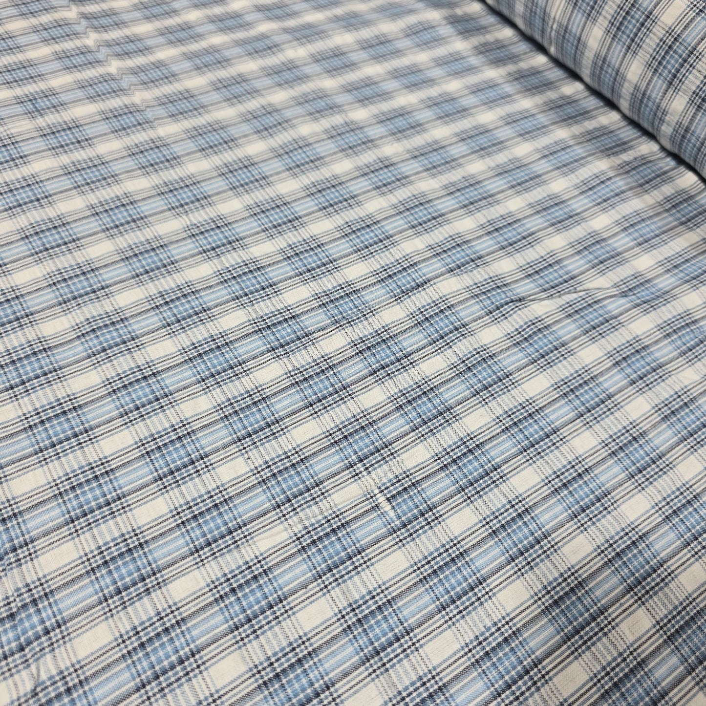 Blue Madras Check 100% Cotton Fabric Dress Craft Shirt Material 44" By The Meter