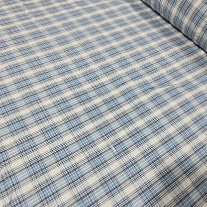 Blue Madras Check 100% Cotton Fabric Dress Craft Shirt Material 44" By The Meter