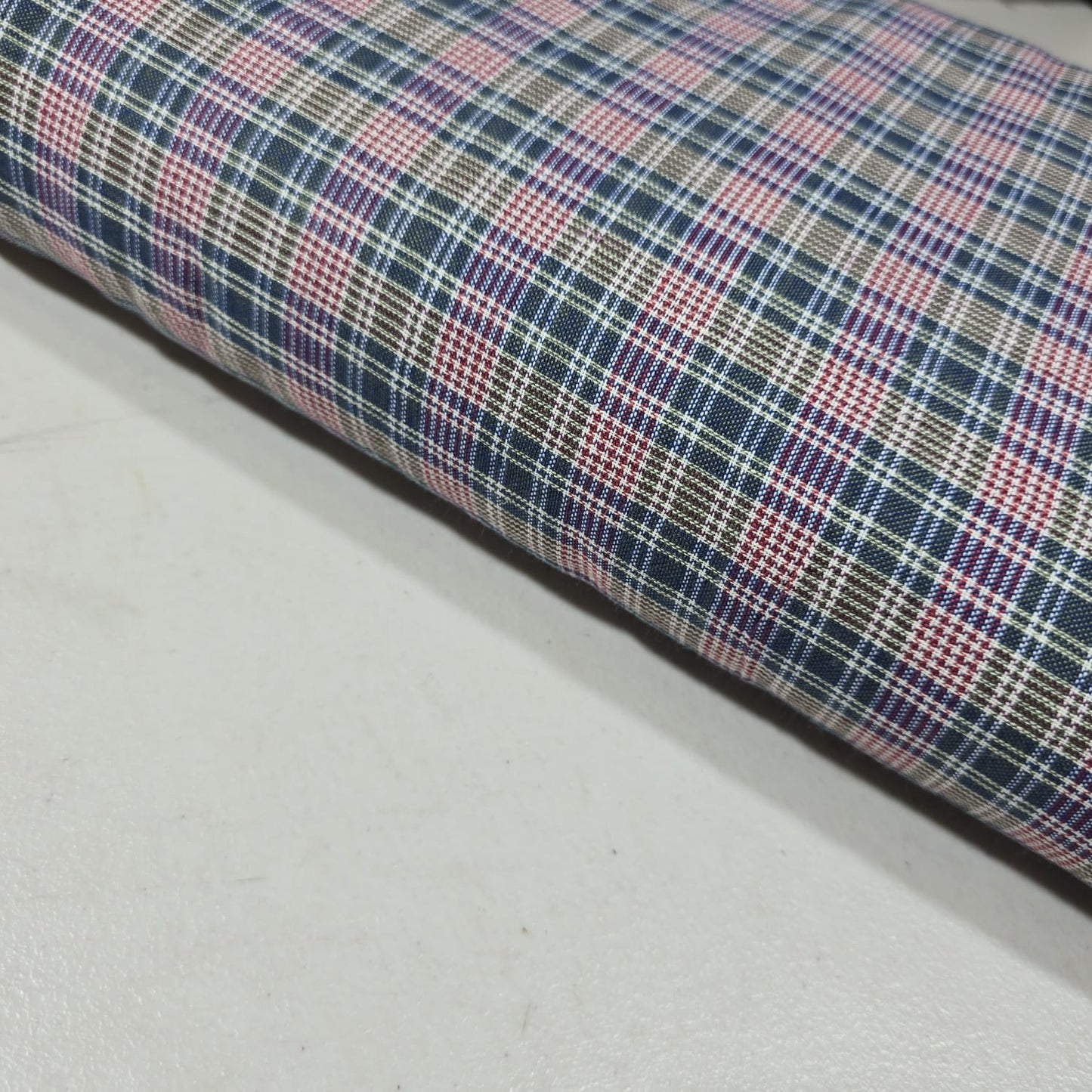 Blue & Red Check Cotton Linen Fabric | Plaid Dress Craft Upholstery Material 44" By The Meter
