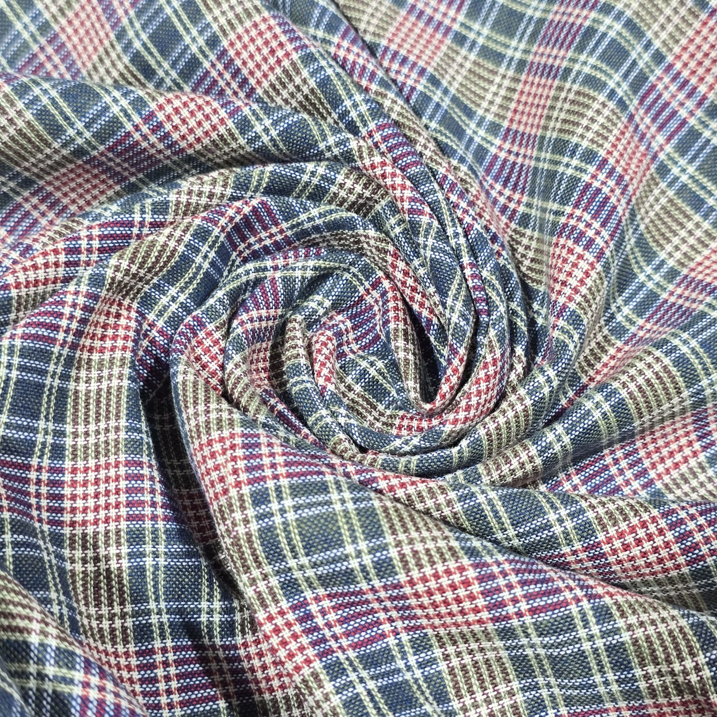 Blue & Red Check Cotton Linen Fabric | Plaid Dress Craft Upholstery Material 44" By The Meter