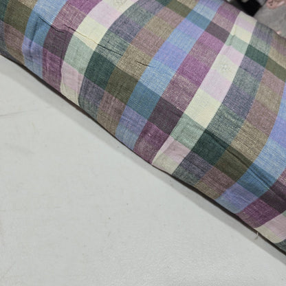 Pastel Madras Check Cotton Linen Fabric 44" Woven Plaid Dress Craft By The Meter