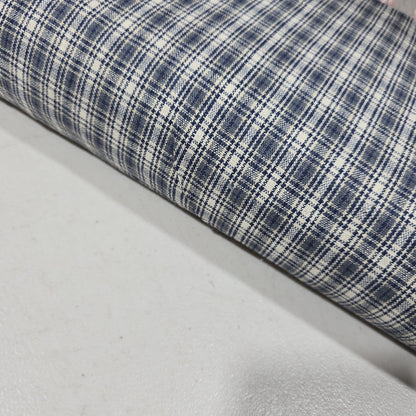 Blue Madras Check Cotton Linen Fabric | Plaid Dress Craft Upholstery Material 44" By The Meter
