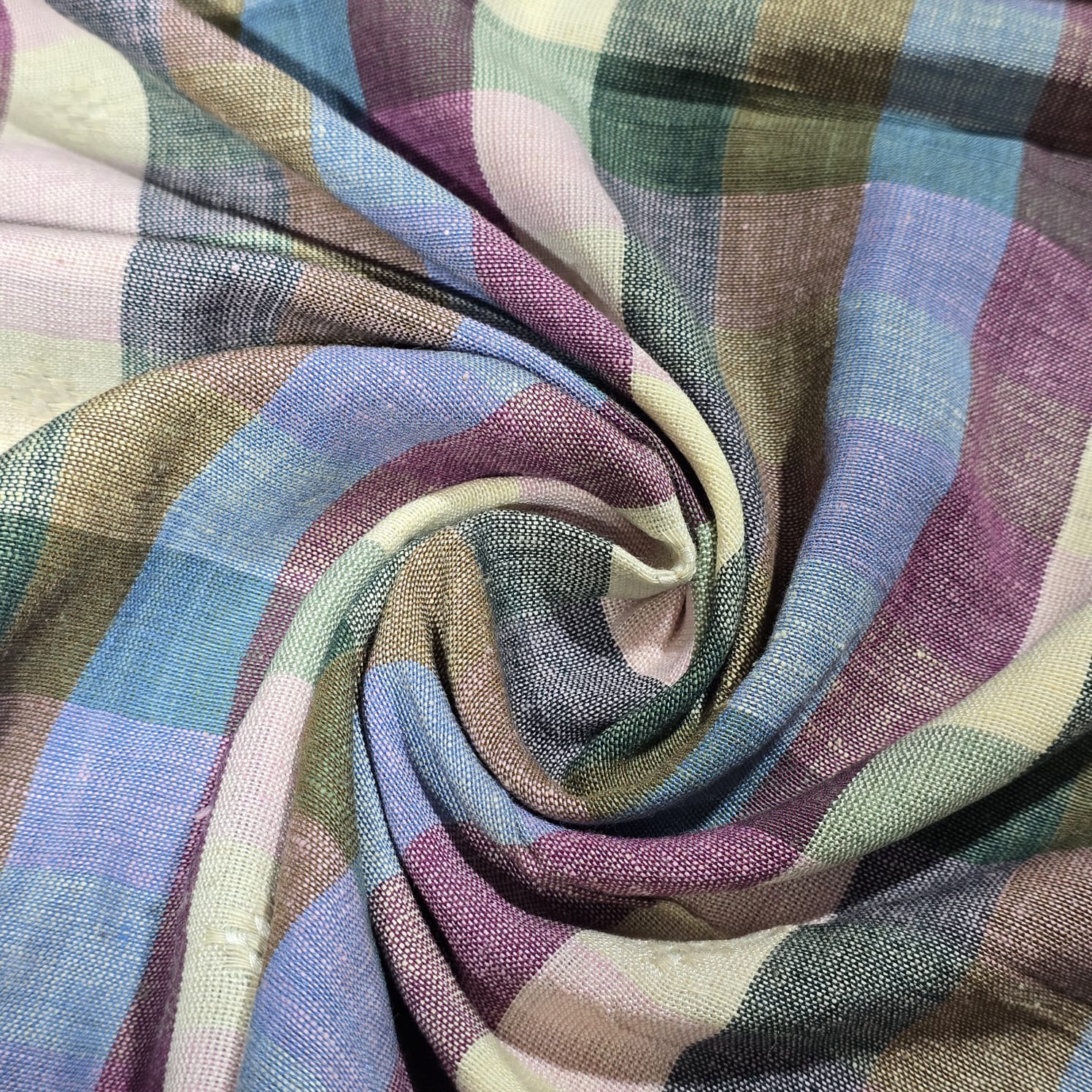 Madras Check Cotton Linen Fabric 44