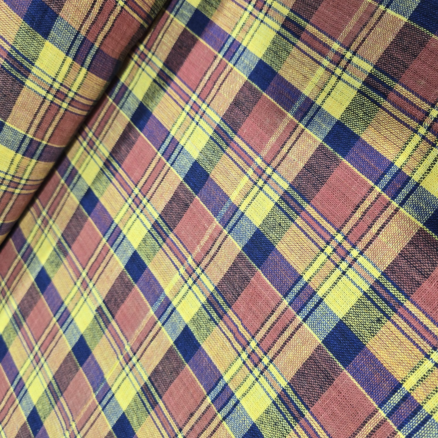 Madras Check Cotton Linen Fabric 44