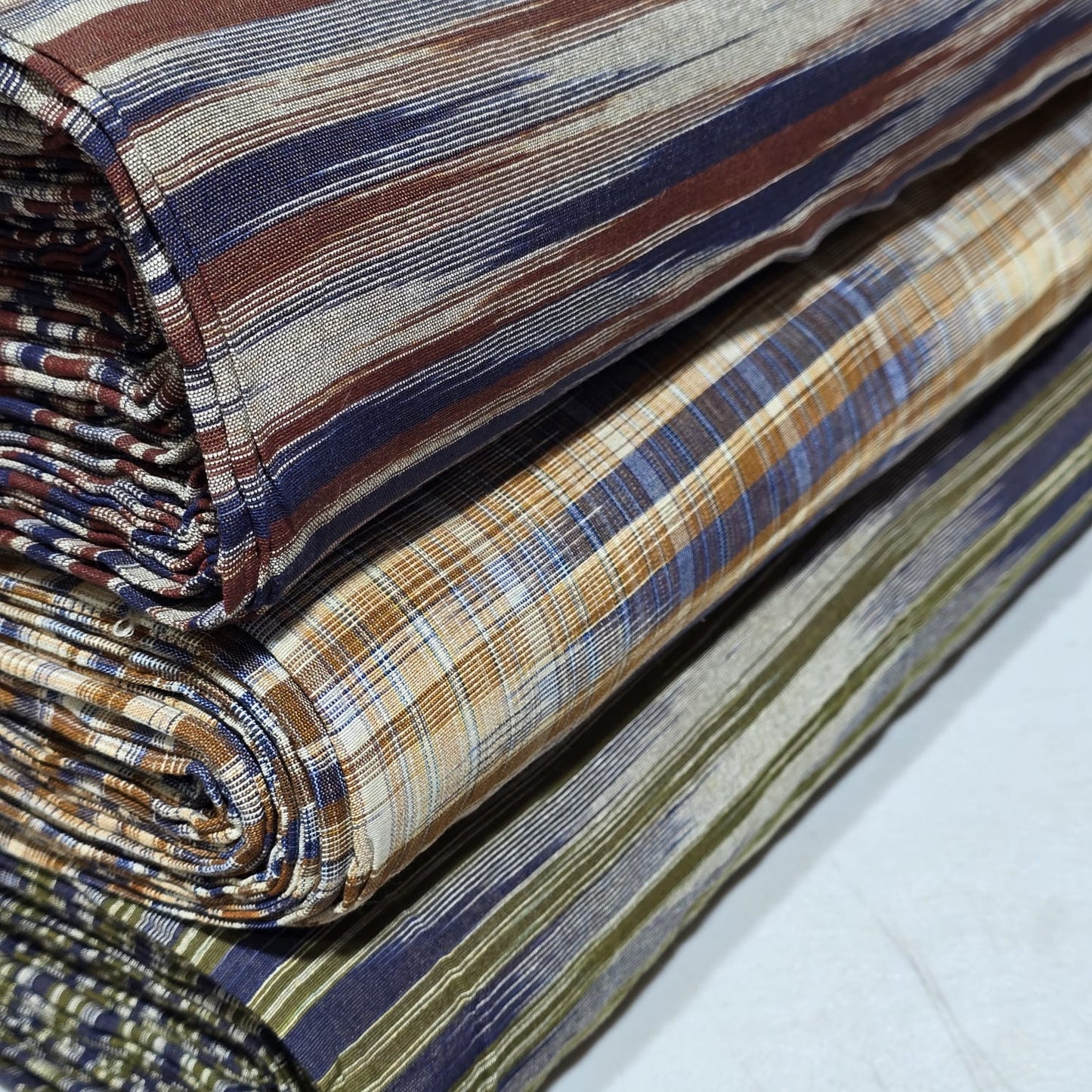 Yarn Dyed Striped Khadi 100% Cotton Fabric 44" Woven Dress Craft Material By The Meter