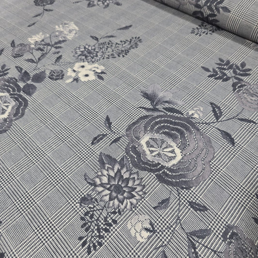 Grey Floral Check