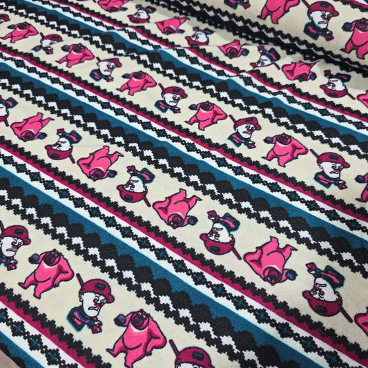 Cartoon Stripe Teal/Pink