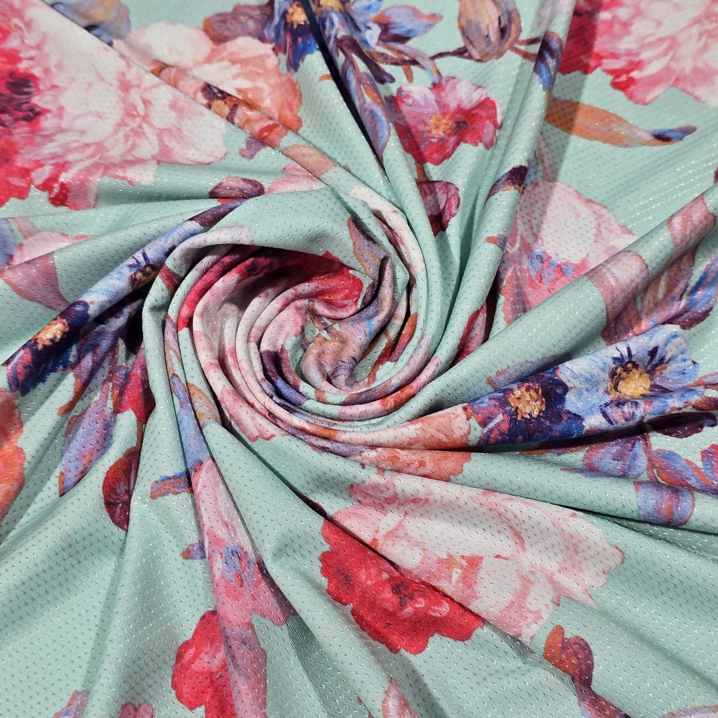 Floral Dri Fit Jersey Fabric 58" Sports Stretch Activewear Fabric By The Meter