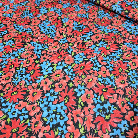 Red & Blue Floral Textured