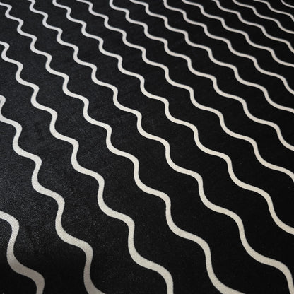 Black White Wave Print Velour Stretch Fabric | Soft Velvet Jersey Material | 58" Wide Dress Fabric | Sold by the Metre
