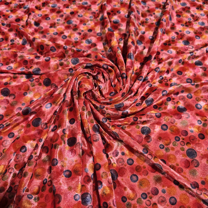 Coral Bubble Print Stretch Velour Fabric | Soft Velvet Jersey Dress Fabric | Abstract Spot Pattern | Sold by the Metre