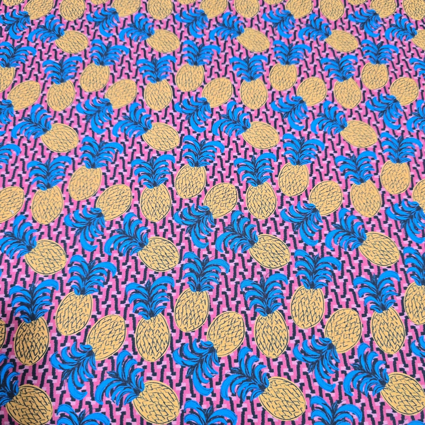 Pink Pineapple Print Cotton Poplin Fabric 58" Wide | 100% Cotton Tropical Dressmaking & Craft Fabric | Sold by the Metre