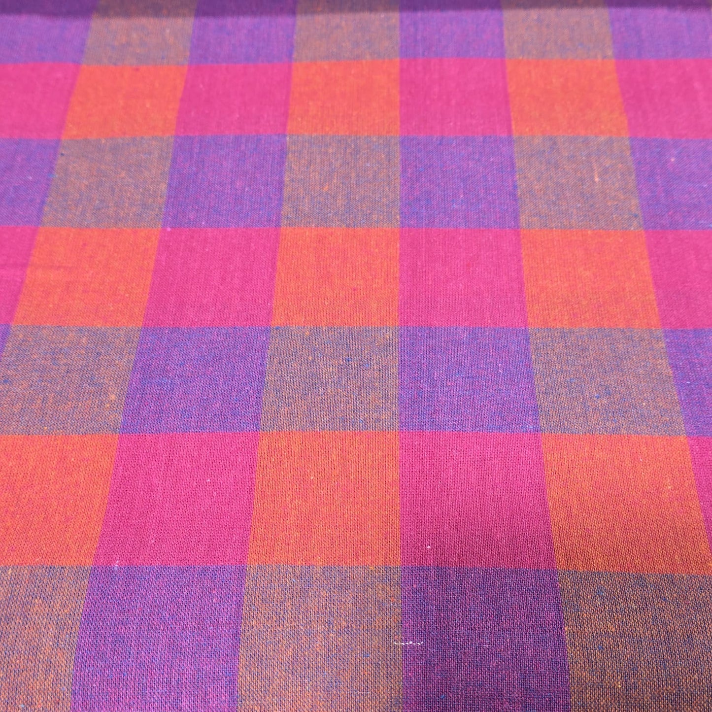 Cotton Linen Madras Check Fabric | 44" Wide | Lightweight Woven Dressmaking Fabric