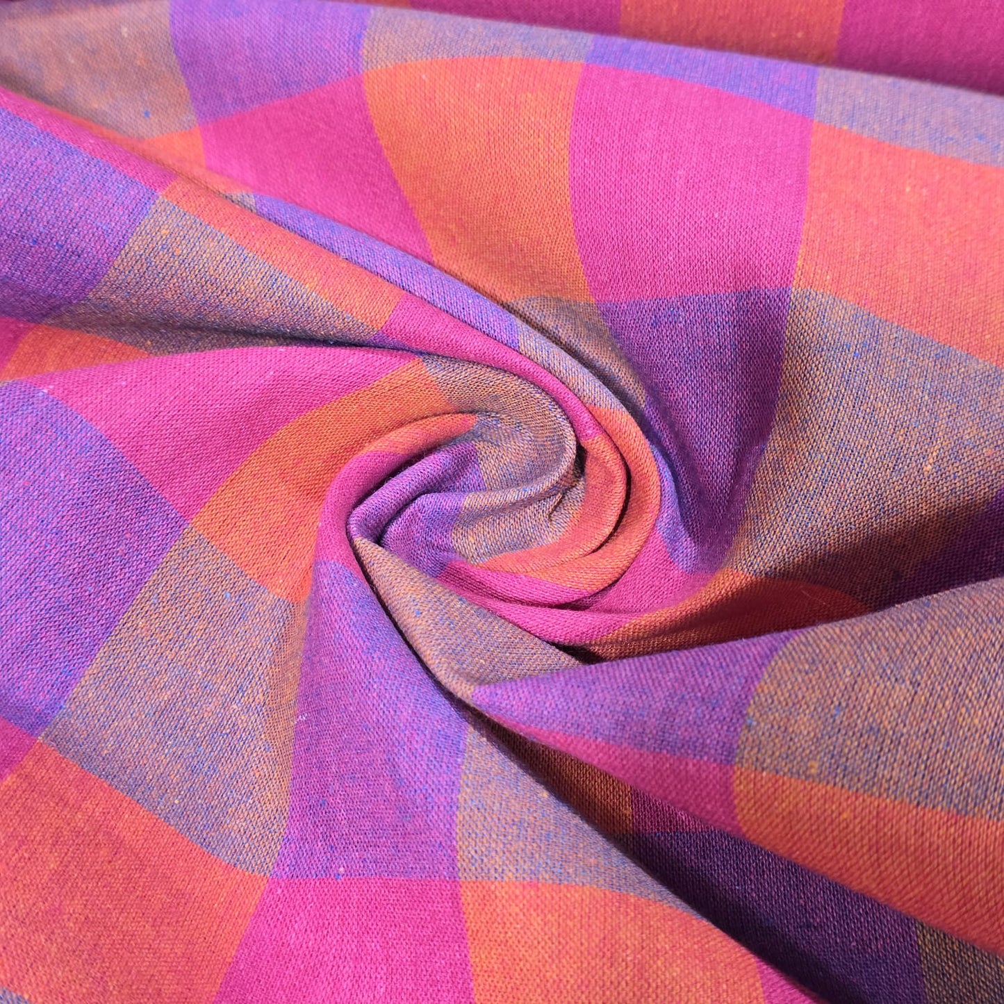 Cotton Linen Madras Check Fabric | 44" Wide | Lightweight Woven Dressmaking Fabric
