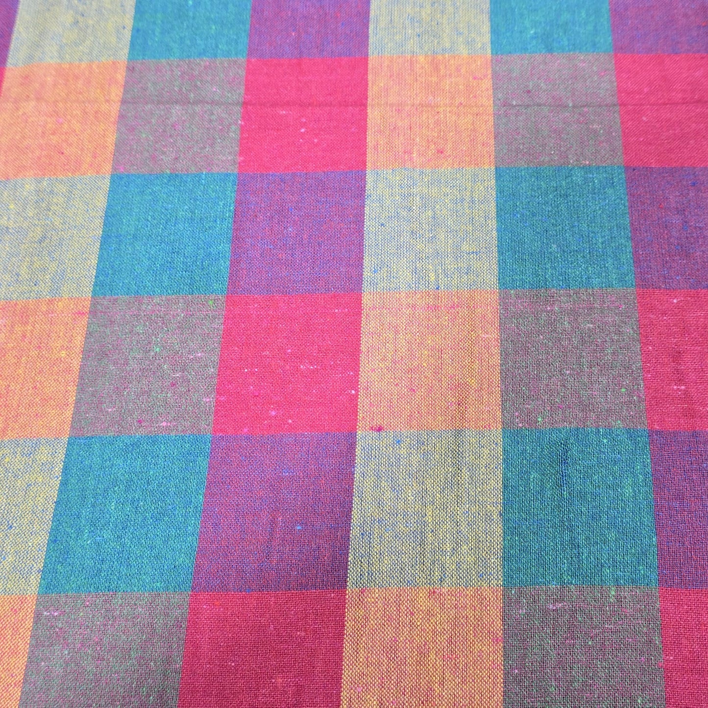 Cotton Linen Madras Check Fabric | 44" Wide | Lightweight Woven Dressmaking Fabric
