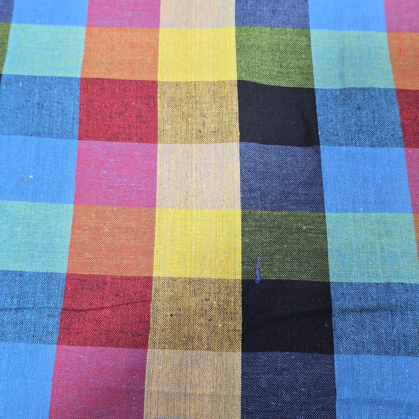 Cotton Linen Madras Check Fabric | 44" Wide | Lightweight Woven Dressmaking Fabric