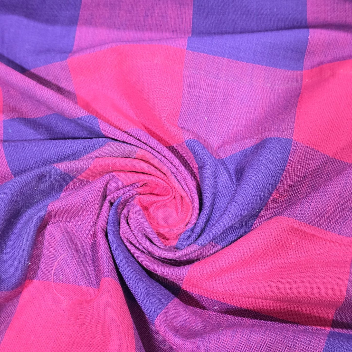 Cotton Linen Madras Check Fabric | 44" Wide | Lightweight Woven Dressmaking Fabric