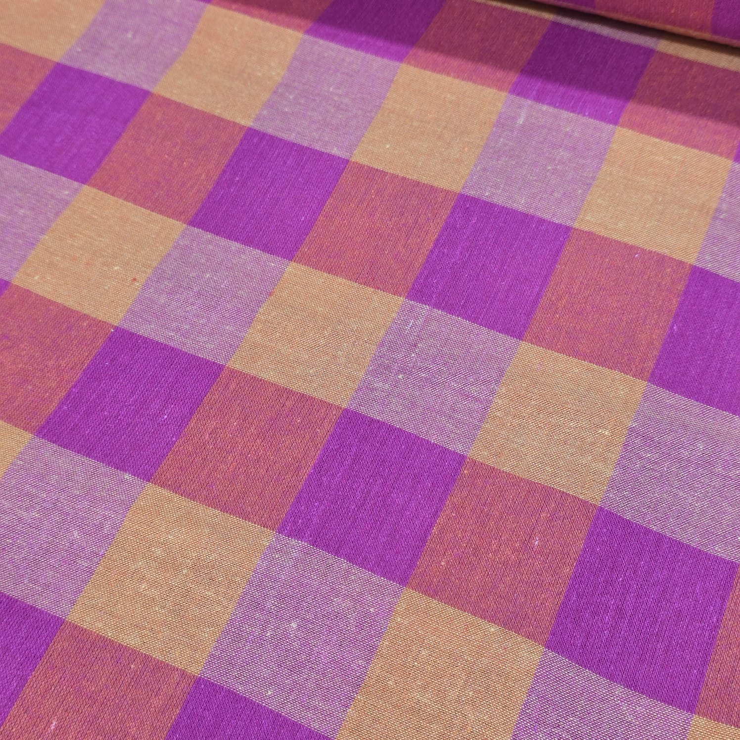 Cotton Linen Madras Check Fabric | 44