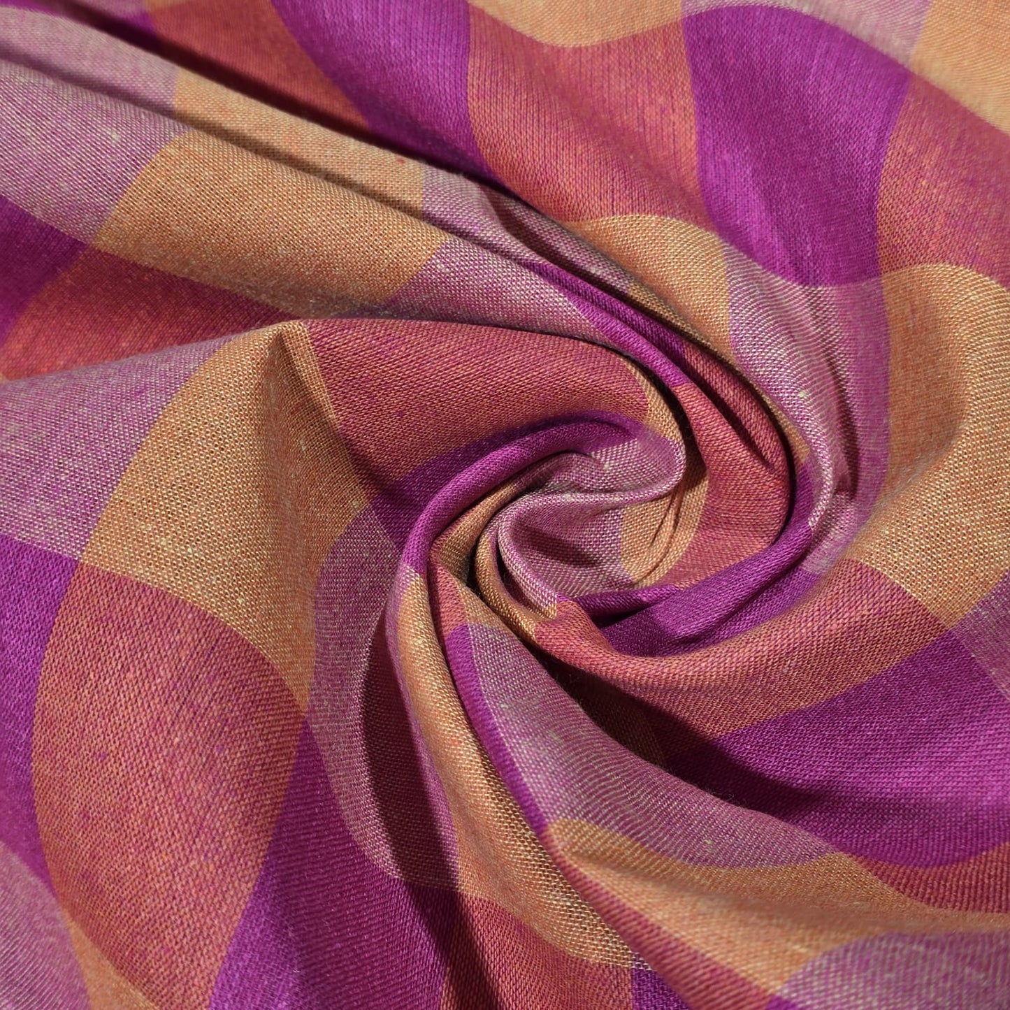 Cotton Linen Madras Check Fabric | 44" Wide | Lightweight Woven Dressmaking Fabric
