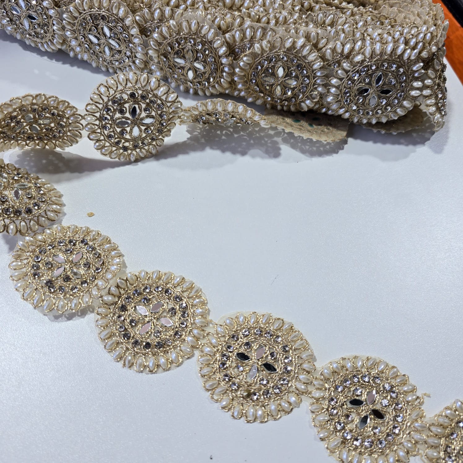 Luxury Embroidered Lace Trim Decorative Border for Bridal, Saree & Dressmaking by 9 Metres