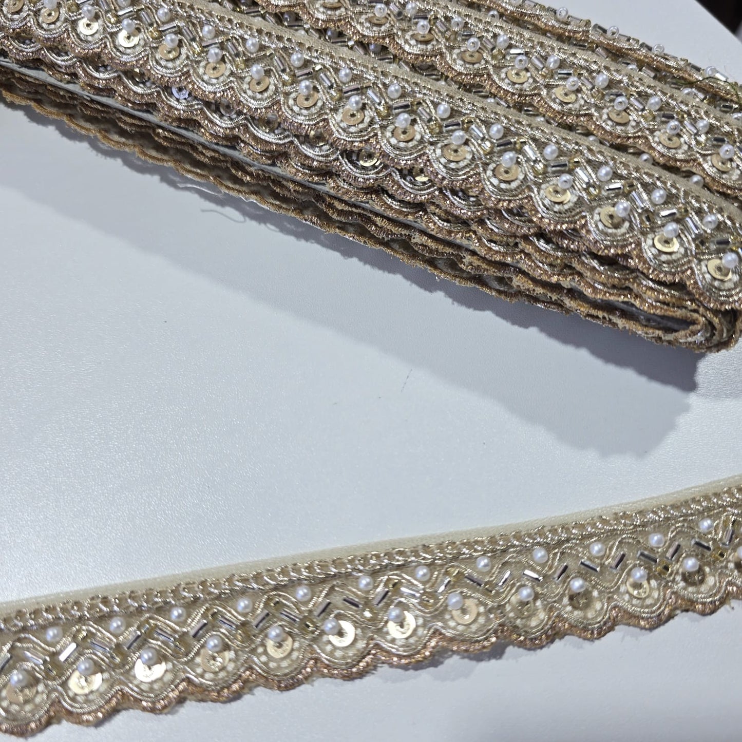 Luxury Embroidered Lace Trim Decorative Border for Bridal, Saree & Dressmaking by 9 Metres