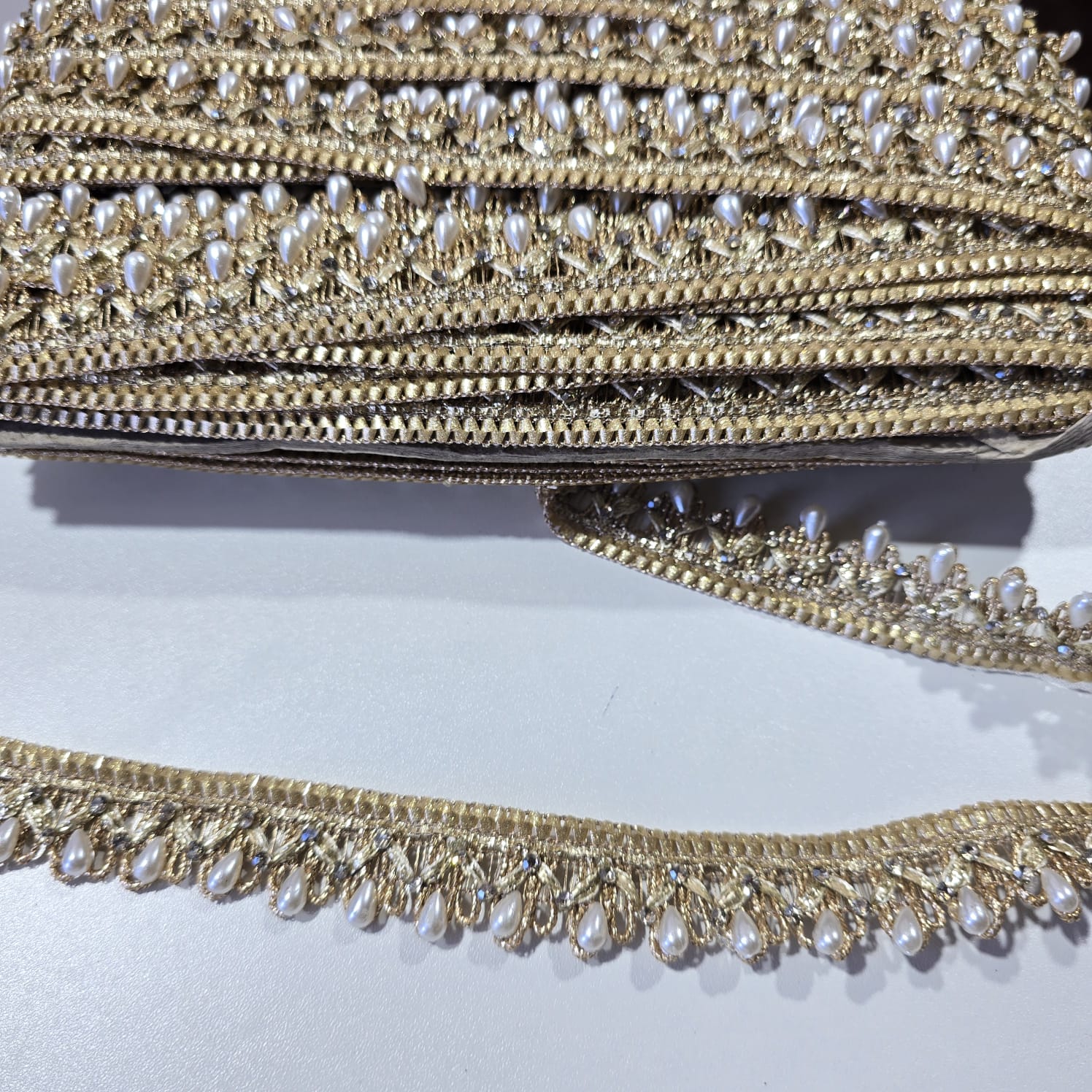 Luxury Embroidered Lace Trim Decorative Border for Bridal, Saree & Dressmaking by 9 Metres
