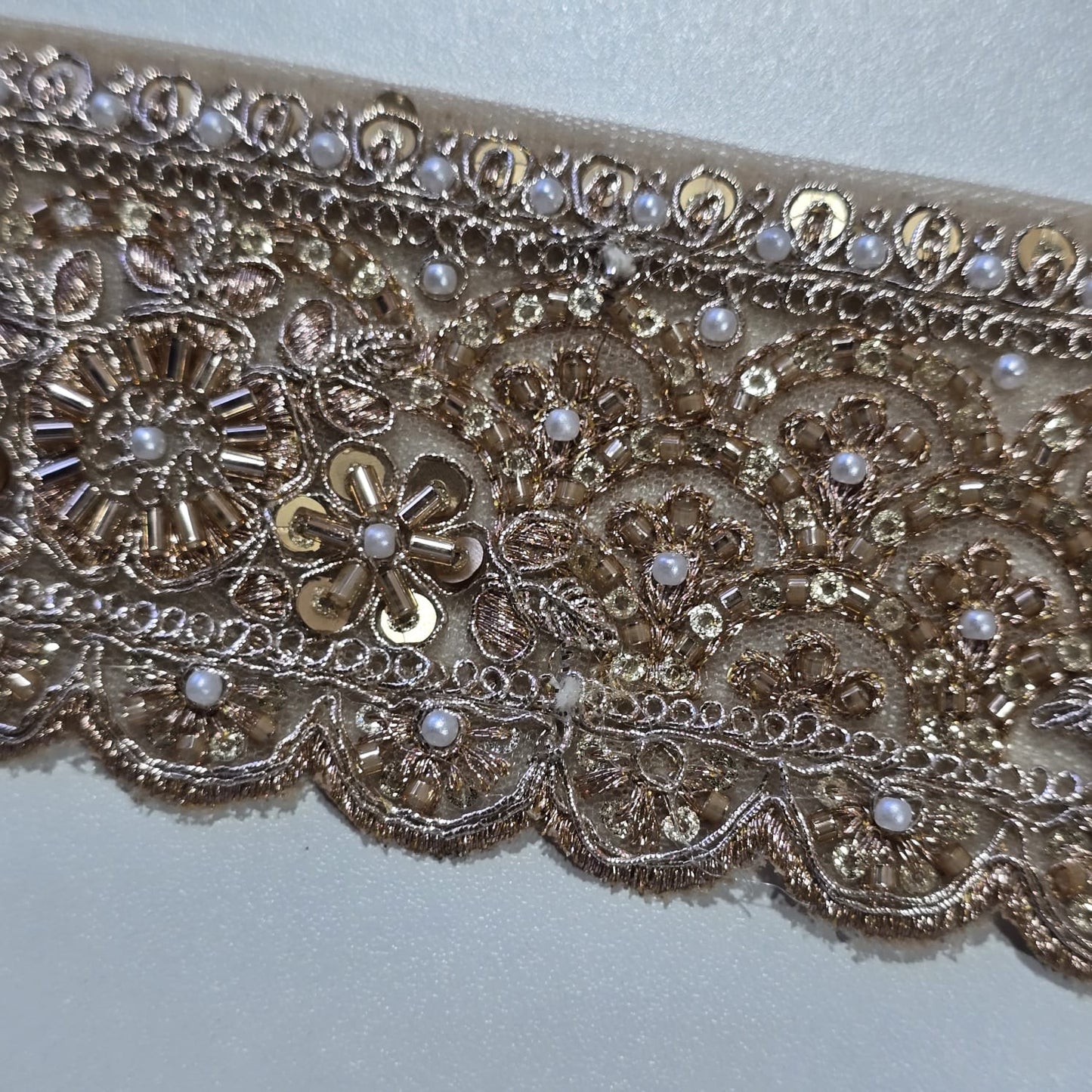 Luxury Embroidered Lace Trim Decorative Border for Bridal, Saree & Dressmaking by 9 Metres