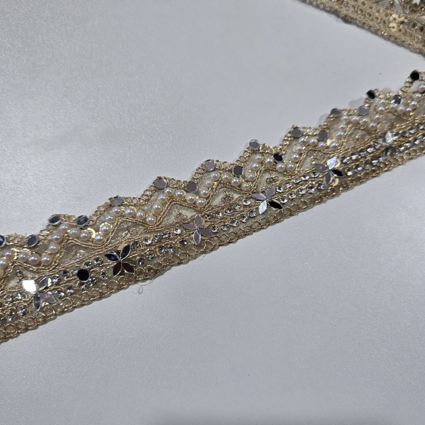 Luxury Embroidered Lace Trim Decorative Border for Bridal, Saree & Dressmaking by 9 Metres