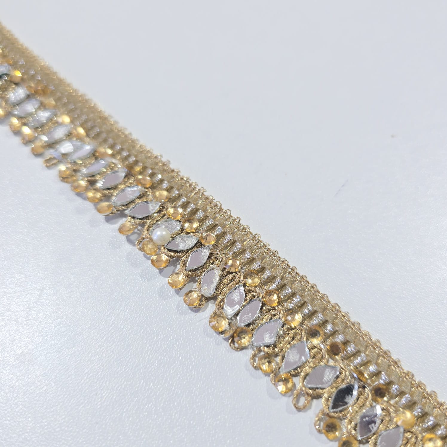 Luxury Embroidered Lace Trim Decorative Border for Bridal, Saree & Dressmaking by 9 Metres
