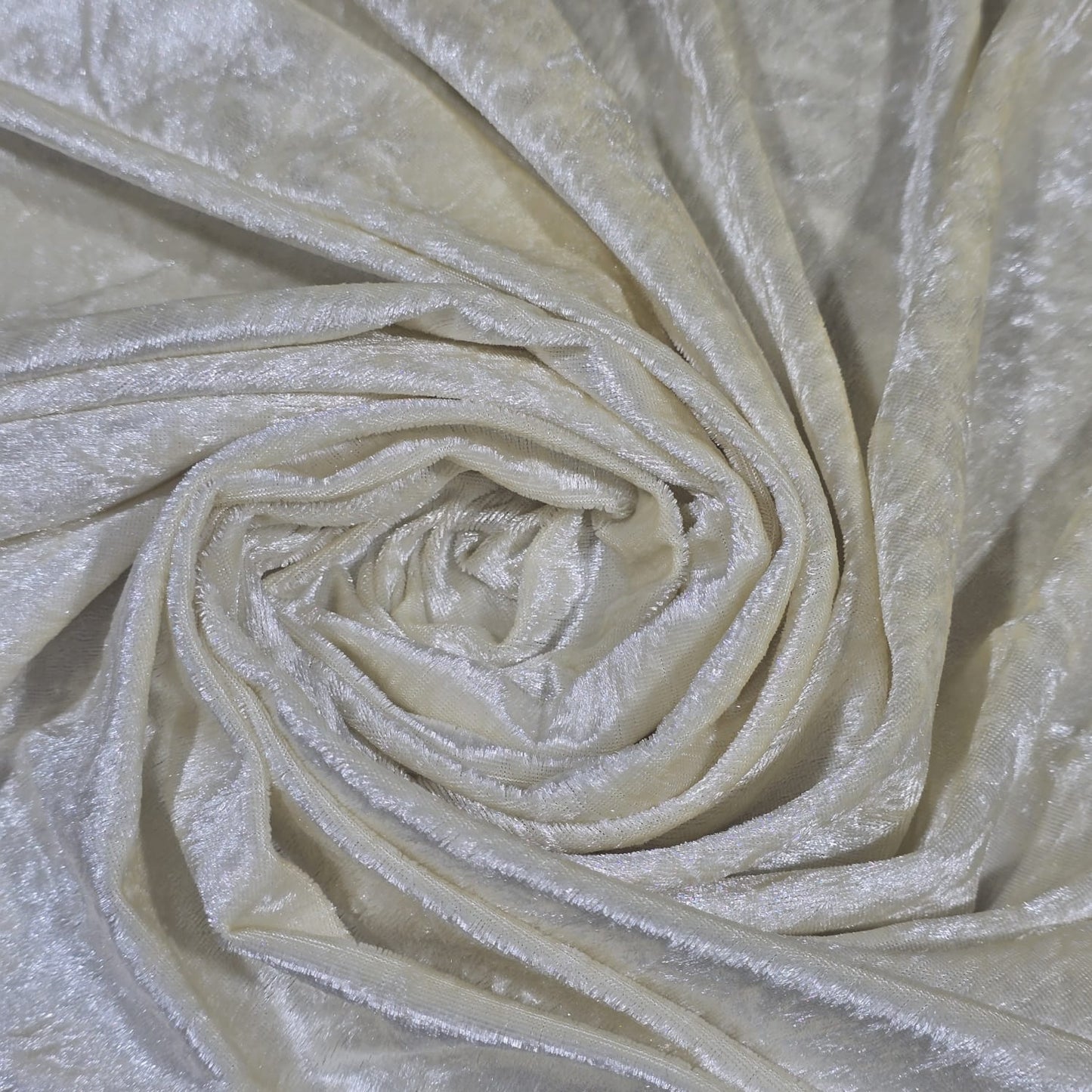 Premium Crushed Stretch Velvet Fabric Cream Velour Dress Upholstery Craft Material 58" / 150cm Wide by the Metre