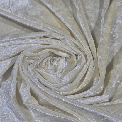 Premium Crushed Stretch Velvet Fabric Cream Velour Dress Upholstery Craft Material 58" / 150cm Wide by the Metre
