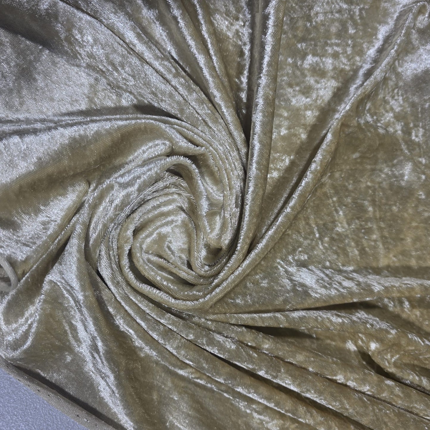 Premium Crushed Stretch Velvet Fabric Champagne Gold Velour Material 58" / 150cm Wide by the Metre