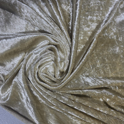 Premium Crushed Stretch Velvet Fabric Champagne Gold Velour Material 58" / 150cm Wide by the Metre