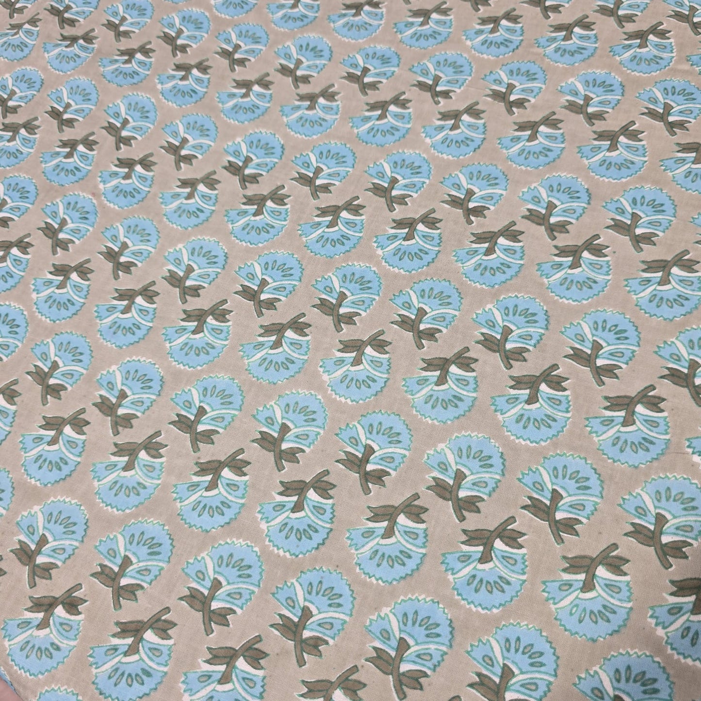 100% Cotton Lawn Fabric – Floral Block Print | Lightweight Dress Fabric | 44 Inch Wide