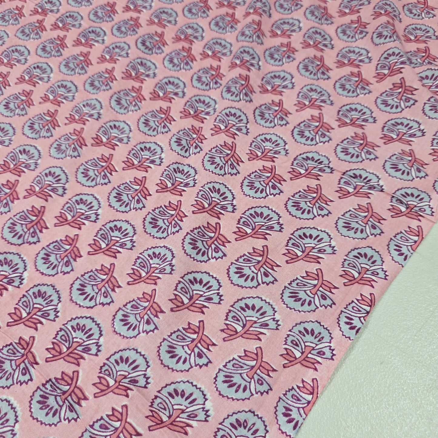100% Cotton Lawn Fabric – Floral Block Print | Lightweight Dress Fabric | 44 Inch Wide
