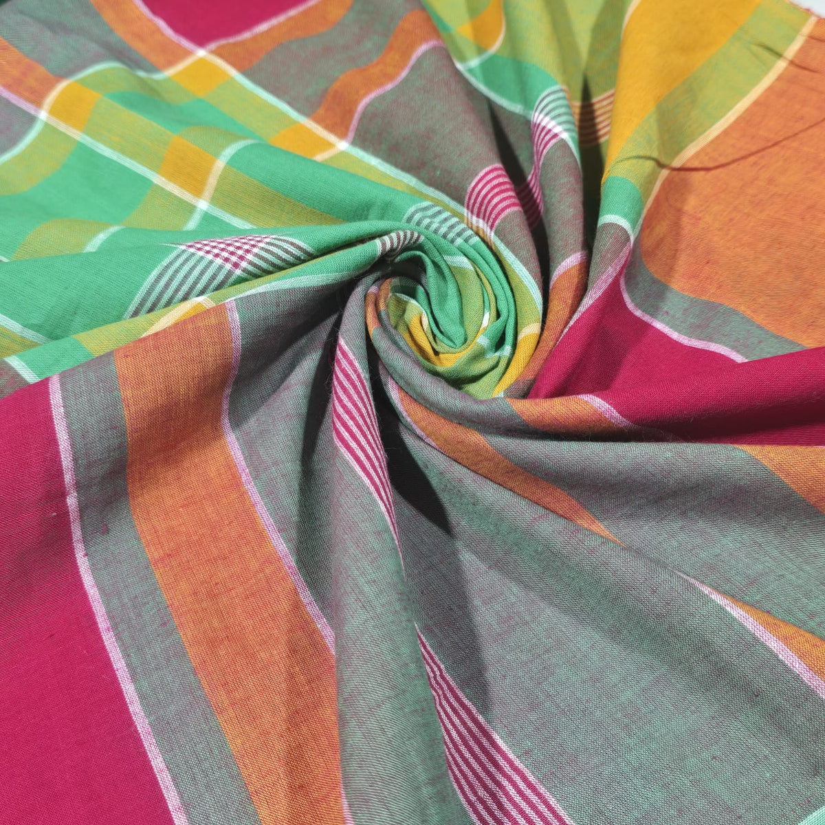 Cotton Linen Madras Check Fabric | 44" Wide | Lightweight Woven Dressmaking Fabric