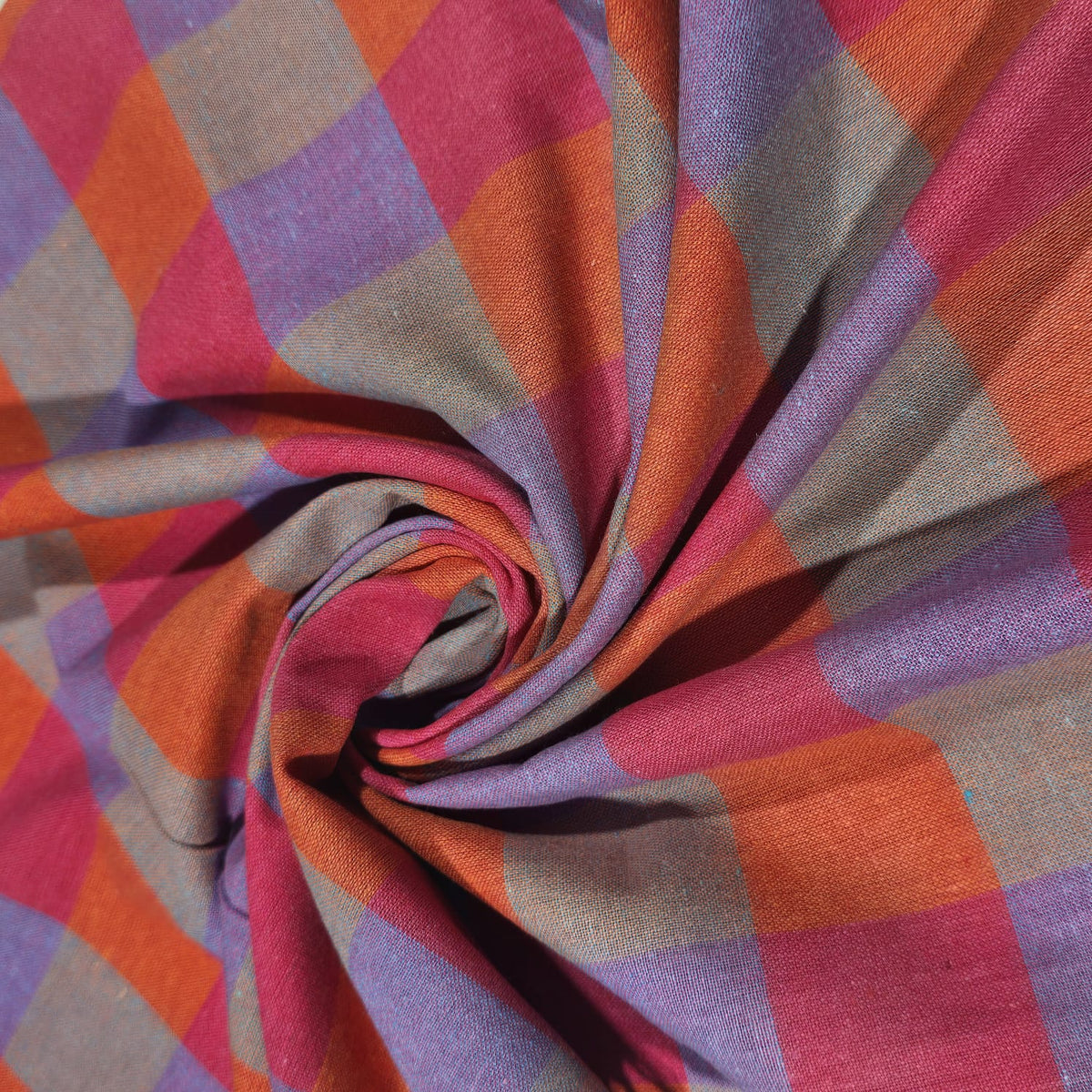 Cotton Linen Madras Check Fabric | 44" Wide | Lightweight Woven Dressmaking Fabric