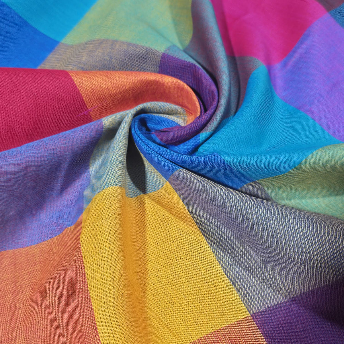 Cotton Linen Madras Check Fabric | 44" Wide | Lightweight Woven Dressmaking Fabric