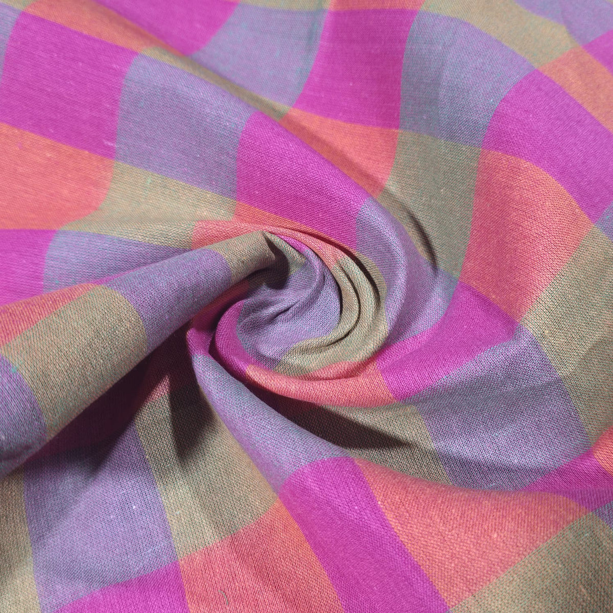 Cotton Linen Madras Check Fabric | 44" Wide | Lightweight Woven Dressmaking Fabric