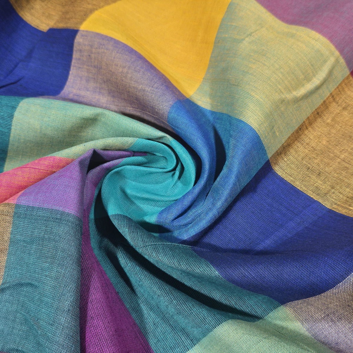 Cotton Linen Madras Check Fabric | 44" Wide | Lightweight Woven Dressmaking Fabric
