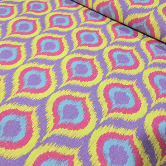 Lilac & Yellow Ogee Ikat