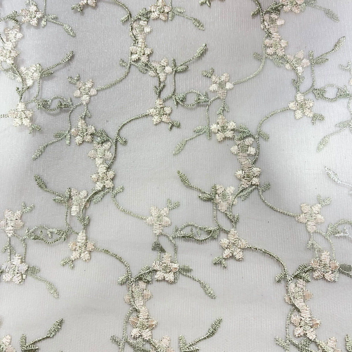 Ivory Floral Zari Embroidery Mesh Net Material Dress Craft Fabric 58" Wide By The Meter
