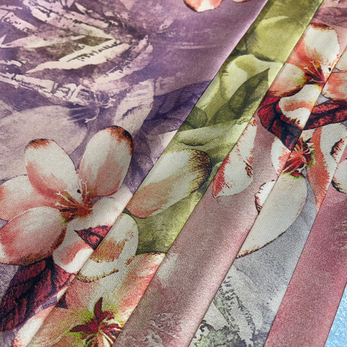 Floral Printed Luxury Satin Fabric 58" Wide Silky Soft Dress Fabric By The Meter