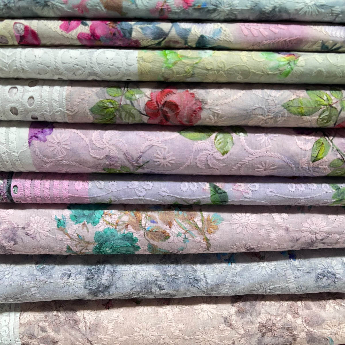 Floral Cotton Broderie Anglaise Fabric 100% Cotton Dress Craft Material 44" Wide By The Meter