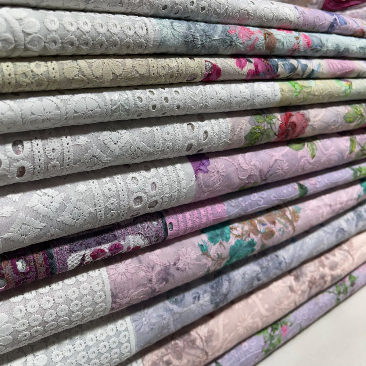 Floral Cotton Broderie Anglaise Fabric 100% Cotton Dress Craft Material 44" Wide By The Meter
