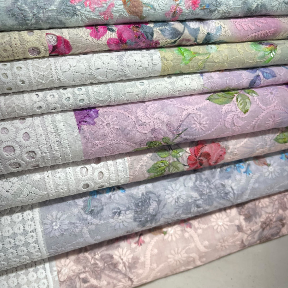 Floral Cotton Broderie Anglaise Fabric 100% Cotton Dress Craft Material 44" Wide By The Meter