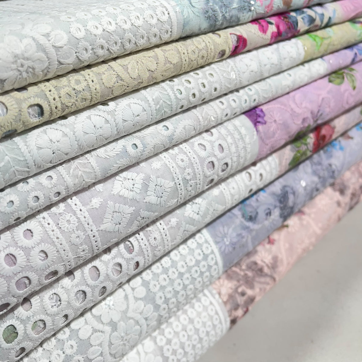 Floral Cotton Broderie Anglaise Fabric 100% Cotton Dress Craft Material 44" Wide By The Meter