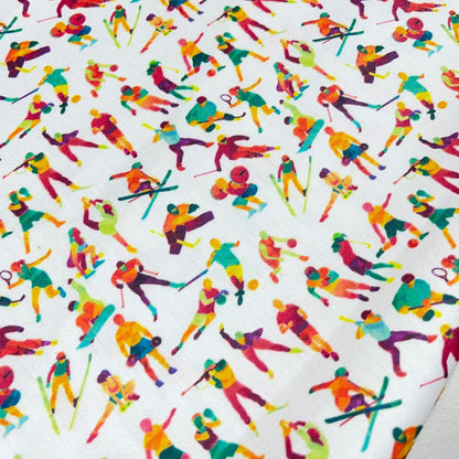 Athletes in Action 100% Cotton Sateen Sports & Dance Print Dress Craft & Décor Fabric 55" Wide