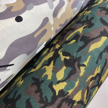 Grey Camo 100% Cotton Poplin Army Camouflage Print Dress Craft Fabric 58" Wide By The Meter